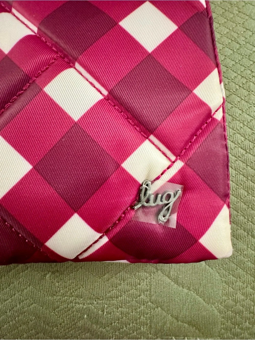 Lug Tuck Hot Iron Pouch Gingham Berry NWOT
